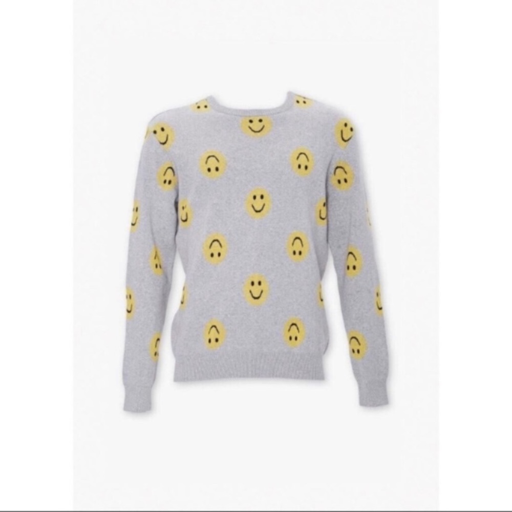Smiley Face Print Knit Sweater RARE